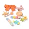 kids Hair Clips Sets, Iron Snap Hair Clips & Alligator Hair Clips & Hair Bobby Pins, with Resin and Cloth, Bowknot & Square & Butterfly & Shell & Flower & Starfish & Heart, Orange, 42~76x15.5~46x9~18mm, 9pcs/set