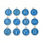 Alloy Enamel Pendants, Flat Round with Constellation, Dodger Blue, 15x12x2mm, Hole: 1.5mm, about 12pcs/set