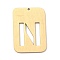 Ion Plating(IP) 304 Stainless Steel Pendants, Rectangle with Alphabet, Hollow, Letter.N, 32x22x1mm, Hole: 1.5mm