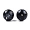 Flower Opaque Resin Beads, Round, Black, 20x19mm, Hole: 2mm