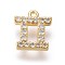 Golden Plated Brass Micro Pave Cubic Zirconia Charms, Twelve Constellations, Gemini, 8x7x1.7mm, Hole: 0.8mm