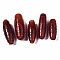 Natural Grey Agate Beads, Dyed, Barrel with Flower Pattern, Brown, 35~42.5x10~15mm, Hole: 1.4~3mm