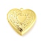 Rack Plating Brass Locket Pendants, Photo Frame Pendants for Necklaces, Cadmium Free & Lead Free, Heart with Flower Charm, Real 18K Gold Plated, 29x29x7mm, Hole: 2mm, Inner Diameter: 20x21mm