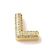 Brass Micro Pave Clear Cubic Zirconia Charms, Real 18K Gold Plated, Letter L, 12.5x11x5mm, Hole: 2mm