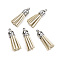 Faux Suede Tassel Pendant Decorations, with CCB Plastic Cord Ends, Platinum, Creamy White, 35~37x10mm, Hole: 1.8mm