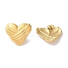 Stripe Heart Ion Plating(IP) 304 Stainless Steel Stud Earrings for Women EJEW-L287-028G-2