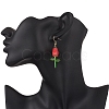 Stainless Steel Glass Flower Dangle Earrings EJEW-MZ00574-03-3