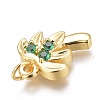 Brass Micro Pave Green Cubic Zirconia Charms X-ZIRC-O035-14G-3