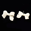 Spray Painted CCB Plastic Bowknot Stud Earring Findings CCB-Q091-07G-2