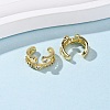 Brass Micro Pave Clear Cubic Zirconia C-Shaped with Heart Cuff Earrings EJEW-D328-05G-02-2