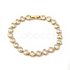 Clear Cubic Zirconia Heart Link Chain Bracelet BJEW-E073-05G-1