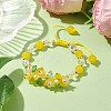 Flower Glass & Acrylic Braided Bead Adjustable Bracelets for Women BJEW-JB10446-04-2