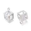 Hollow Brass Micro Clear Cubic Zirconia Charms ZIRC-H101-01P-2