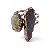 Natural Amethyst & Green Quartz Irregular Nugget Open Cuff Ring RJEW-I082-04R-2