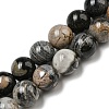 Natural Black Silver Leaf Jasper Beads Strands G-R494-A17-03-1