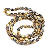 Half Plated Electroplate Transparent Glass Beads Strands EGLA-G037-04A-HP02-2