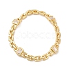 Glass Rectangle Link Chain Bracelet with Panther Chains BJEW-I309-01-2