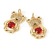 2Pcs Brass Micro Pave Cubic Zirconia Pendants KK-TA0002-81B-1