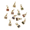 12Pcs 304 Stainless Steel Micro Pave Cubic Zirconia Charms STAS-B133-03G-1