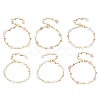 6Pcs 6 Colors 304 Stainless Steel Star Link Bracelets for Women BJEW-JB12385-2