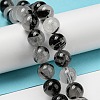 Grade A Natural Tourmalinated Quartz/Black Rutilated Quartz Beads Strands G-R494-A06-04-4