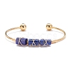 Natural Mixed Stone Beads Wrapped Cuff Bangle BJEW-JB07471-3