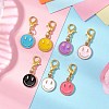 14Pcs 7 Colors Flat Round with Smiling Face Alloy Enamel Pendant Decorations HJEW-JM02585-2