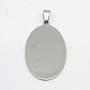 Tarnish Resistant DIY Materials 201 Stainless Steel Flat Oval Hand Stamping Blank Tag Pendants STAS-O044-124-1