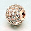 Round Brass Micro Pave Cubic Zirconia Beads ZIRC-N016-01RG-10mm-2