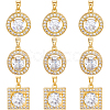 9Pcs 3 Style Brass Micro Pave Cubic Zirconia Pendants KK-BBC0019-44-1