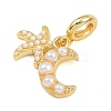 Brass Starfish Moon European Dangle Charms KK-I352-15G-2