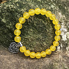 Natural Yellow Agate Round Beaded Stretch Bracelets LS-DM7312-5-1