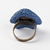 Adjustable Fish Lava Rock Gemstone Finger Rings RJEW-I015-11-3