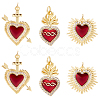 6Pcs 3 Styles Brass Micro Pave Clear Grade AAA Cubic Zirconia Pendants KK-BBC0015-33A-1