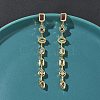 Rectangle with Teardrop Brass Micro Pave Cubic Zirconia Dangle Stud Earrings EJEW-G452-10G-1