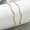 304 Stainless Steel Wave Bar Link Chain Necklaces NJEW-D299-01G-1