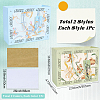 2Pcs 2 Colors Flower Printed Paper Packaging Bags with Rope Handle ABAG-SP0001-26-2