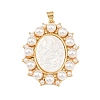 Natural White Shell Oval Pendants KK-F919-48G-2