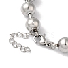 Non-Tarnish 304 Stainless Steel Beads Ball Chain Bracelets for Women BJEW-B092-01B-P-3
