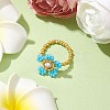 Round Seed Beads with Gemstone Beads Rings RJEW-MZ00015-04-2