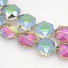 Hexagon Electroplate Full Rainbow Plated Glass Beads Strands EGLA-P015-F07-2