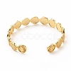 Brass Flat Round with Rosary Jesus Open Cuff Bangle for Women BJEW-B054-04G-2