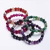 Natural Agate Beaded Stretch Bracelets BJEW-JB02584-1