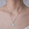 Non-Tarnish 201 Stainless Steel Moon with Star Pendant Necklace NJEW-OY001-11-2