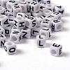 Mixed Letters White Letter Acrylic Cube Beads X-PL37C9308-2