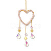 Heart Natural Rose Quartz Chips Hanging Ornaments HJEW-G024-01A-2