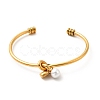 Ion Plating(IP) 304 Stainless Steel Love Knot Open Cuff Bangle BJEW-P283-02G-1