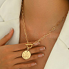 Elegant Brass Star Moon Pendant Paperclip Chain Mecklaces for women TP5799-2