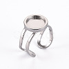 Non-Tarnish 201 Stainless Steel Cuff Pad Ring Settings X-STAS-S080-040A-P-1
