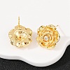 Brass Micro Pave Clear Cubic Zirconia Stud Earrings EJEW-F377-01G-3